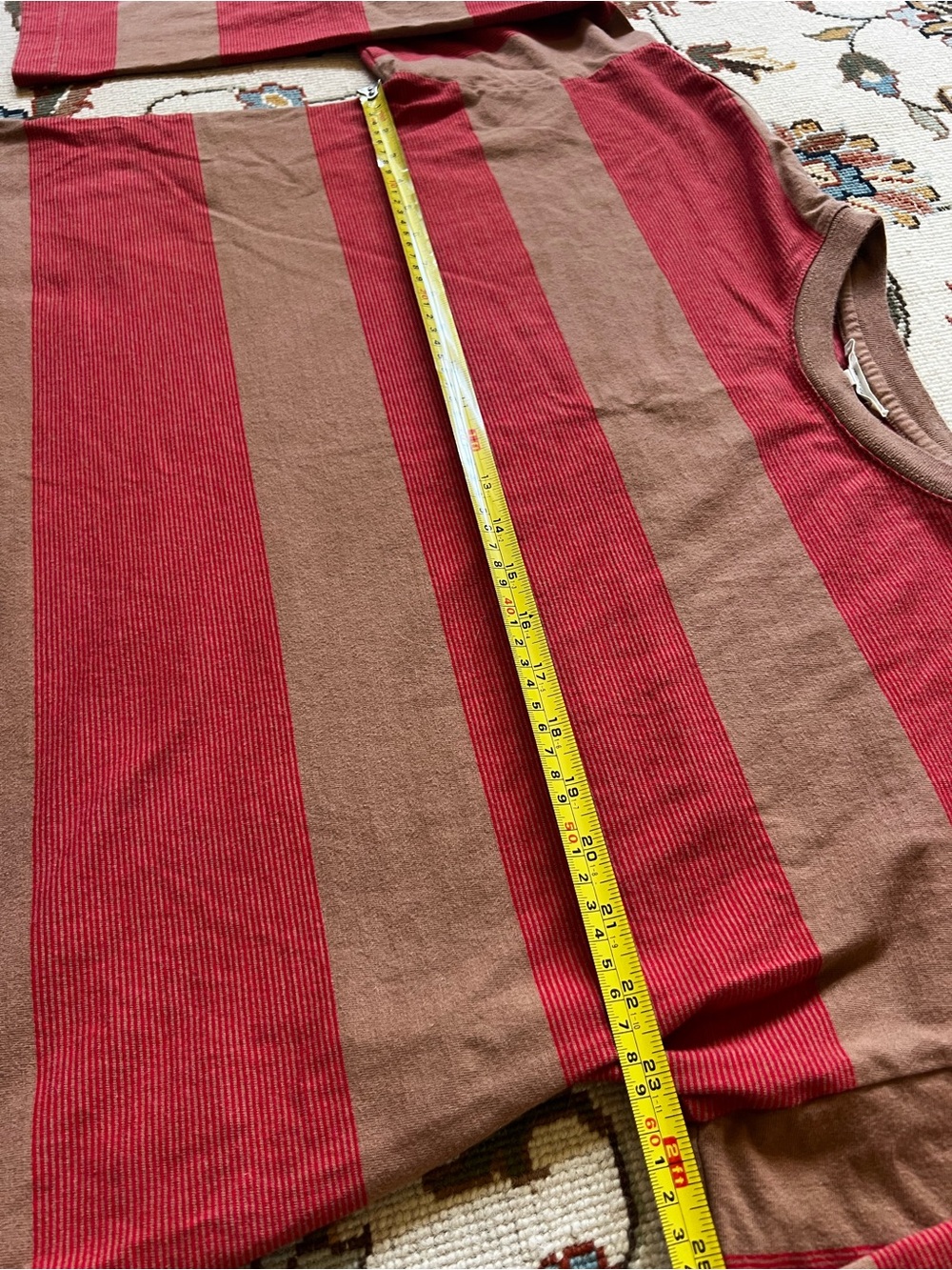Madewell Striped Easy Crewneck Long-Sleeve Tee in Dark Camel - Medium - Picture 6 of 7